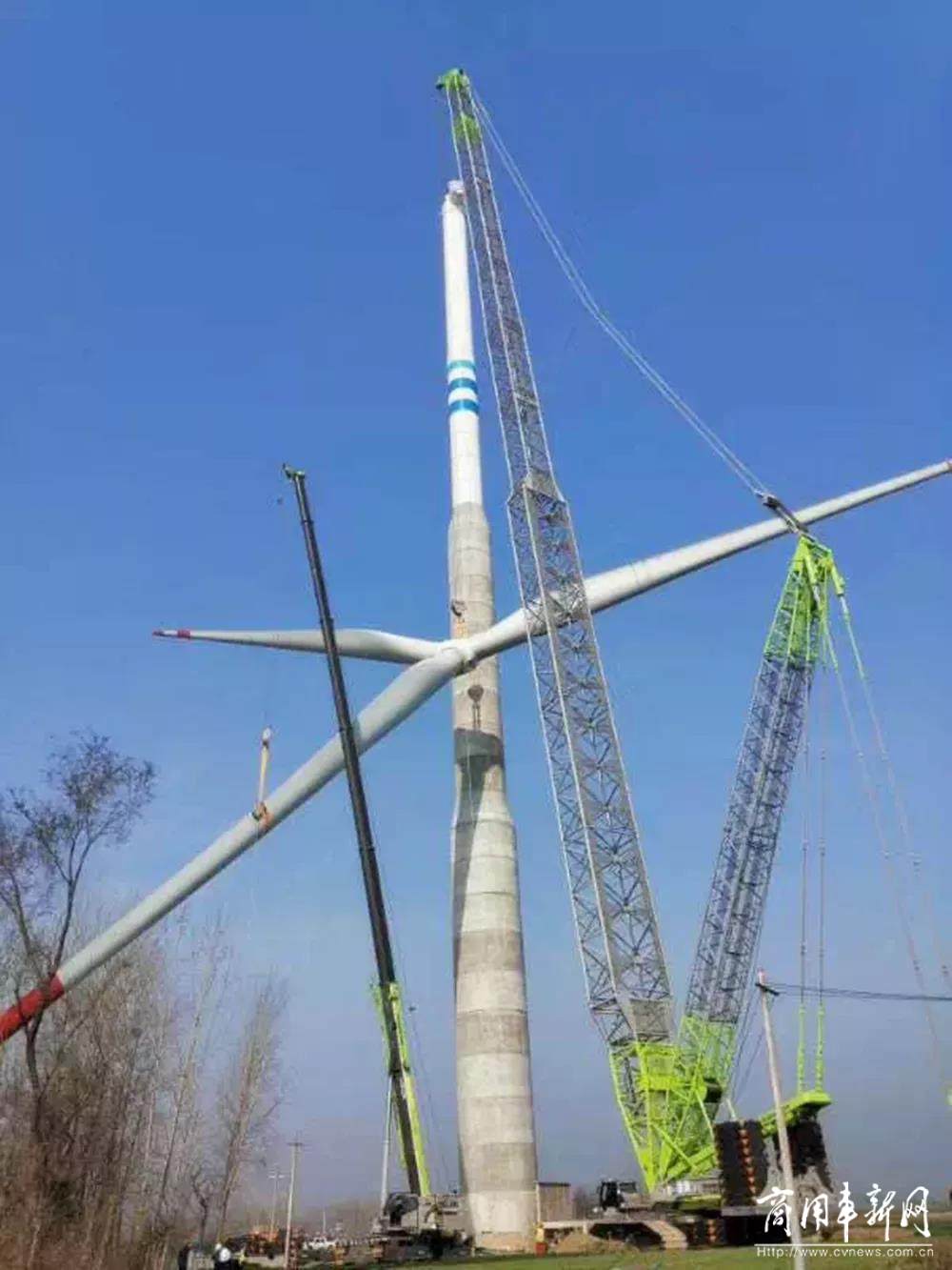 康明斯助力中国首台140米钢混塔架3MW级风机吊装成功