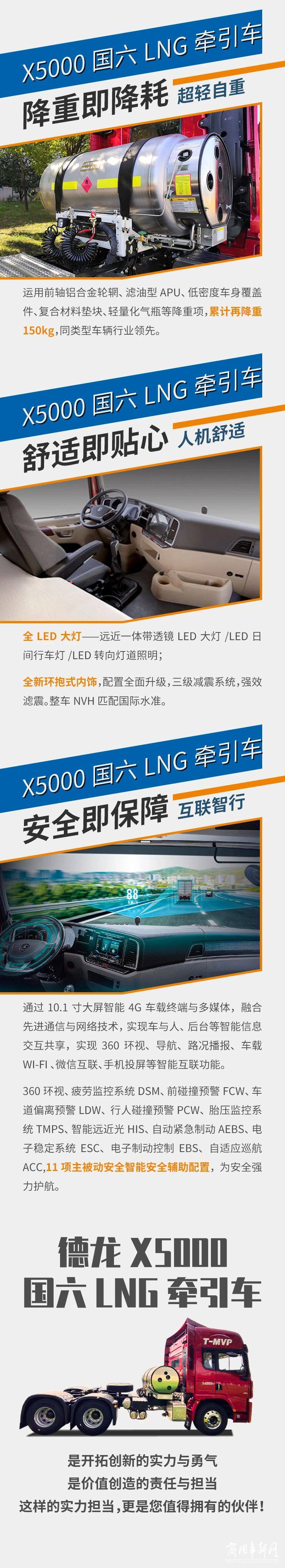 德龙X5000国六LNG牵引车，来感受下重卡圈的实力担当