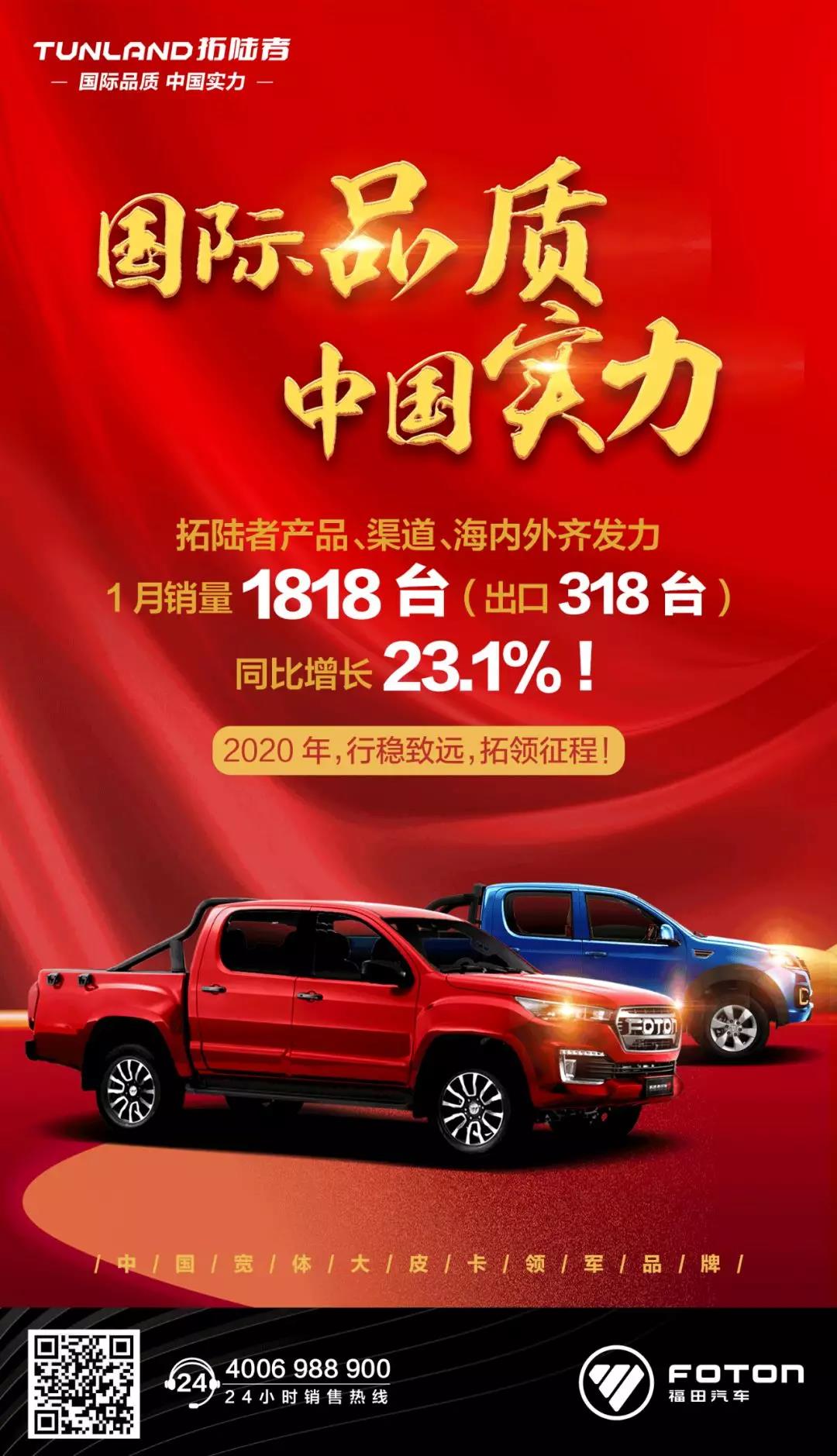 国际品质 中国实力，拓陆者1月销量同比增长23.1%