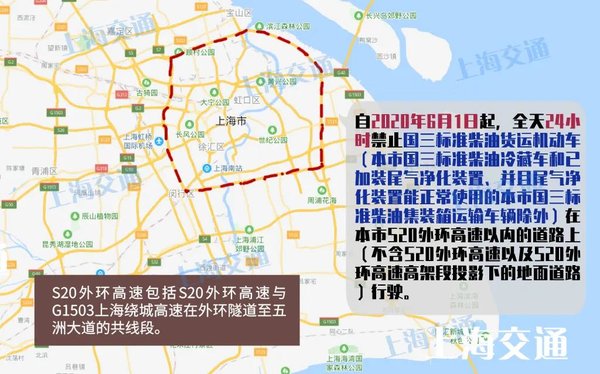 上海：外环国三车限行推迟至6月1日实施